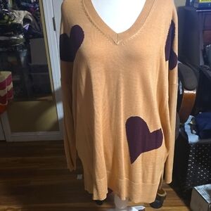 Laurie Felt V-Neck Brown and Tan Sweater Relaxed Fit